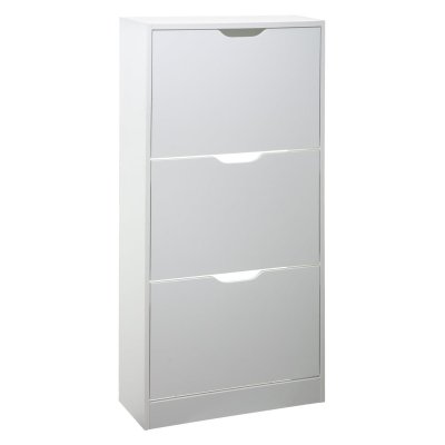 Meuble &agrave; chaussures 3 tiroirs - L 60 x P 24 x H 115 cm - Blanc