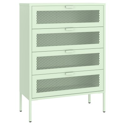 Meuble &Agrave; Chaussures 4 Portes En M&eacute;tal Vert Tilleul Emma