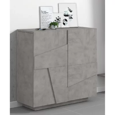 Meuble &agrave; chaussures avec 2 portes effet bois gris ardoise