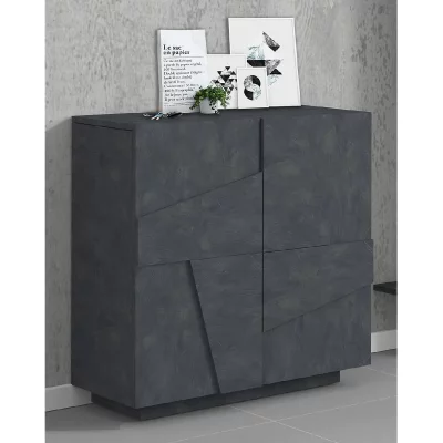 Meuble &agrave; chaussures avec 2 portes effet bois gris cendre