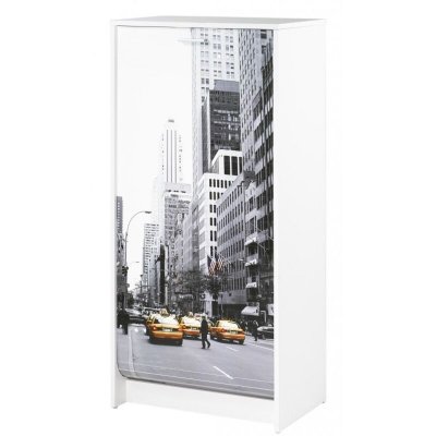Meuble &agrave; chaussures blanc 7 tablettes - coloris: scene new york 504