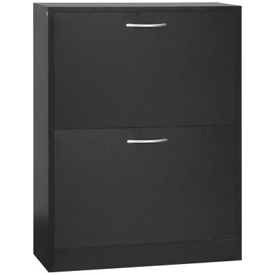 Meuble &agrave; chaussures double compartiment &agrave; bascule 60L x 24l x 80H cm noir neuf 70BK