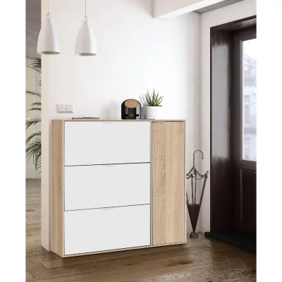 Meuble &agrave; chaussures effet bois blanc