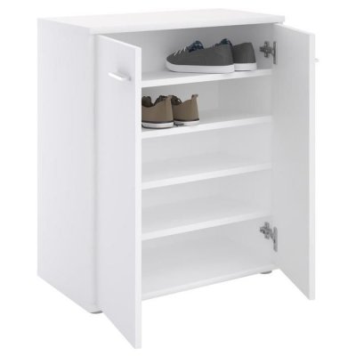 Meuble &agrave; chaussures OLYMPE, en m&eacute;lamin&eacute; blanc mat 