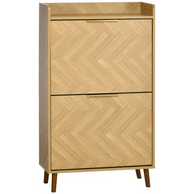 Meuble &agrave; chaussures style scandinave 2 portes 3 &eacute;tag&egrave;res motif chevron
