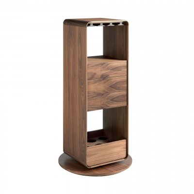 Meuble bar pivotant de noyer 3115C, 43 x 40 x 128 cm. -