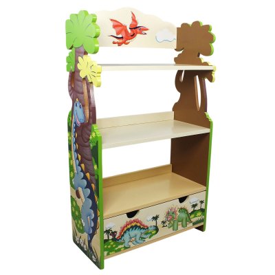 TEAMSON KIDS Meuble biblioth&egrave;que en bois enfant mixte rangement dinosaure livre jouet  TD-0069A