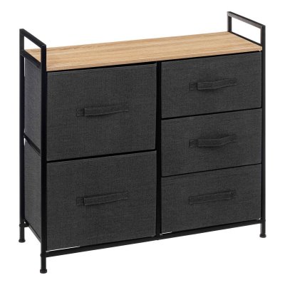 Meuble de rangement 5 tiroirs 83 cm - Gris fonc&eacute; 