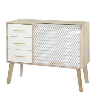 Meuble de rangement vintage en bois blanc happy