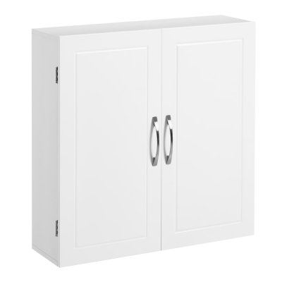 Meuble de salle de bain 2 portes effet bois blanc