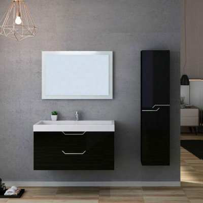 Meuble de salle de bain CALABRO 1000 Noir - Noir