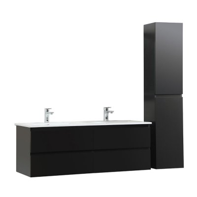 Meuble de salle de bain double vasque et colonne Sorrento Noir