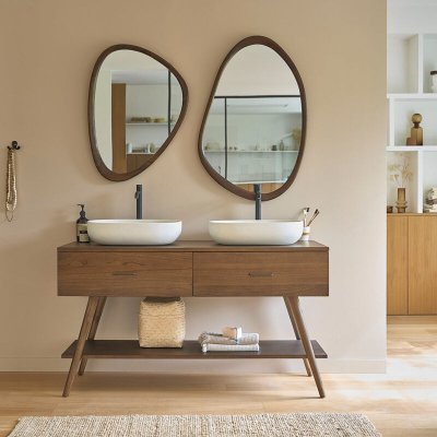 Meuble de salle de bain en mindi massif 135 cm VINTAGE