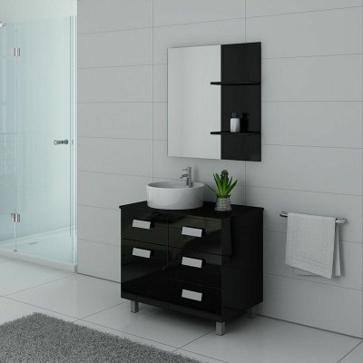 Meuble de salle de bain MILAN Noir 800