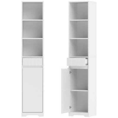 Meuble de salle de bain tiroir compartiments ouverts bois blanc