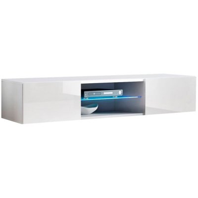 DESIGN AMEUBLEMENT Meuble de t&eacute;l&eacute;vision suspendu avec &eacute;tag&egrave;res de couleur blanche Tenon Domensino