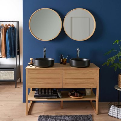 Meuble double vasque 120cm avec plan c&eacute;ramique SORRENTO Noir