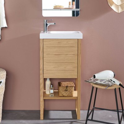 Meuble lave-mains vasque blanche atoll - Blanc