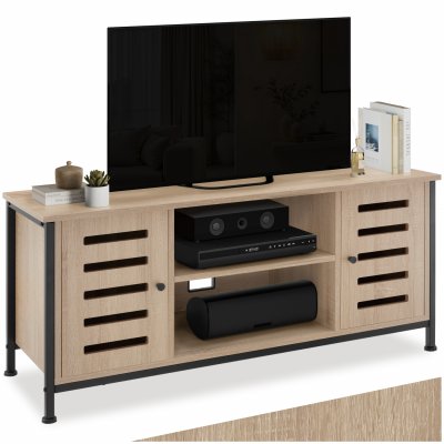 TECTAKE Meuble pour t&eacute;l&eacute;viseur Carlow 110x41,5x50,5cm - Bois clair industriel, Ch&ecirc;ne Sonoma
