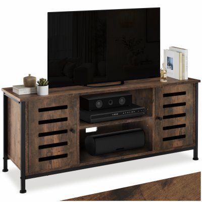 TECTAKE Meuble pour t&eacute;l&eacute;viseur Carlow 110x41,5x50,5cm - Bois fonc&eacute; industriel, rustique