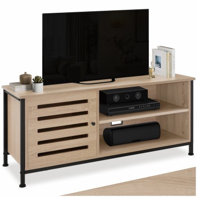 TECTAKE Meuble pour t&eacute;l&eacute;viseur Galway 110x41,5x50,5cm - Bois clair industriel, Ch&ecirc;ne Sonoma