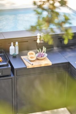 FORGE ADOUR Meuble Support Desserte Noir Avec Bar Pour Cuisine 