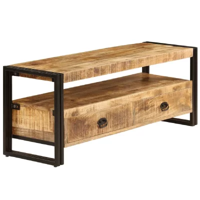 HELLOSHOP26 Meuble t&eacute;l&eacute; buffet tv t&eacute;l&eacute;vision design pratique 120 cm bois solide de manguier 2502063