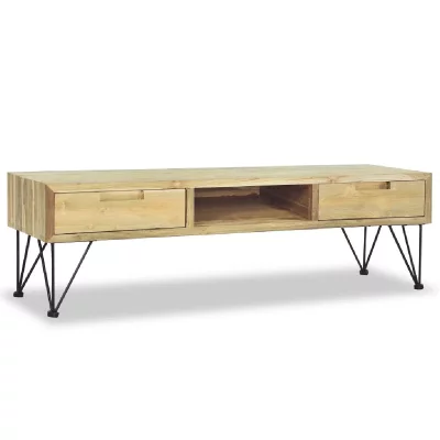 HELLOSHOP26 Meuble t&eacute;l&eacute; buffet tv t&eacute;l&eacute;vision design pratique 120 cm teck massif 2502249