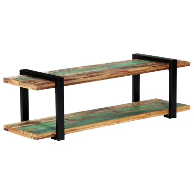 HELLOSHOP26 Meuble t&eacute;l&eacute; buffet tv t&eacute;l&eacute;vision design pratique 130 cm bois de r&eacute;cup&eacute;ration massif 2502067