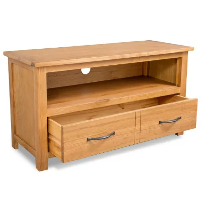 HELLOSHOP26 Meuble t&eacute;l&eacute; buffet tv t&eacute;l&eacute;vision design pratique 90 cm bois de ch&ecirc;ne massif 2502089
