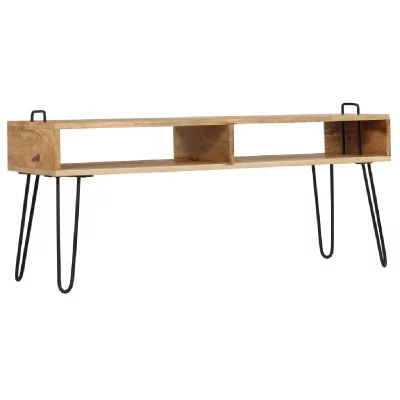 HELLOSHOP26 Meuble t&eacute;l&eacute; buffet tv t&eacute;l&eacute;vision design pratique bois de manguier massif 110 cm 2502133