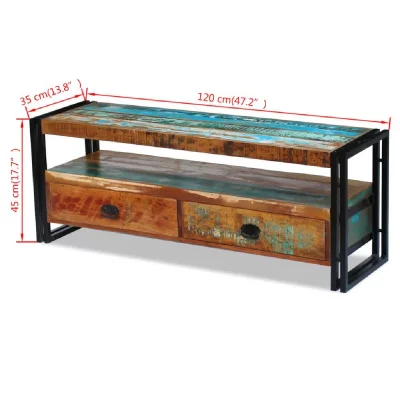HELLOSHOP26 Meuble t&eacute;l&eacute; buffet tv t&eacute;l&eacute;vision design pratique bois de r&eacute;cup&eacute;ration massif