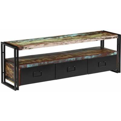 HELLOSHOP26 Meuble t&eacute;l&eacute; buffet tv t&eacute;l&eacute;vision design pratique bois de r&eacute;cup&eacute;ration massif 120 cm 2502156