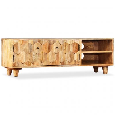 HELLOSHOP26 Meuble t&eacute;l&eacute; buffet tv t&eacute;l&eacute;vision design pratique bois massif de manguier 118 cm 2502169