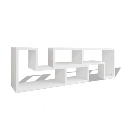 HELLOSHOP26 Meuble t&eacute;l&eacute; buffet tv t&eacute;l&eacute;vision design pratique double en forme de l blanc 2502187
