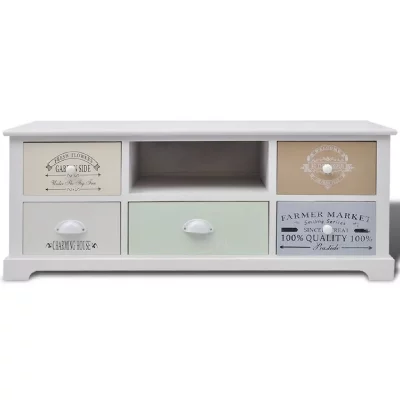 HELLOSHOP26 Meuble t&eacute;l&eacute; buffet tv t&eacute;l&eacute;vision design pratique en style fran&ccedil;ais bois