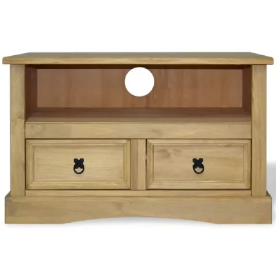 HELLOSHOP26 Meuble t&eacute;l&eacute; buffet tv t&eacute;l&eacute;vision design pratique pin mexicain gamme corona 91 cm - Or