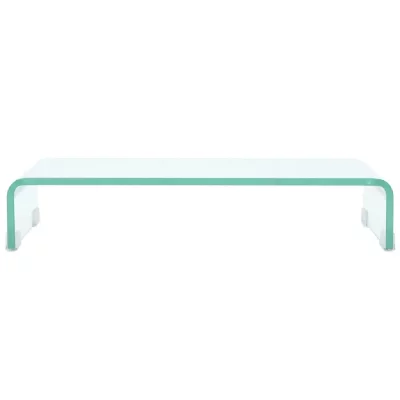 HELLOSHOP26 Meuble t&eacute;l&eacute; buffet tv t&eacute;l&eacute;vision design pratique pour moniteur 60 cm verre transparent