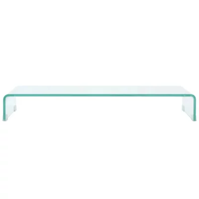 HELLOSHOP26 Meuble t&eacute;l&eacute; buffet tv t&eacute;l&eacute;vision design pratique pour moniteur 90 cm verre transparent