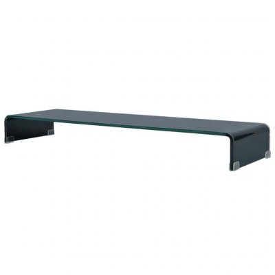 HELLOSHOP26 Meuble t&eacute;l&eacute; buffet tv t&eacute;l&eacute;vision design pratique support pour moniteur 110 cm verre noir 2502224