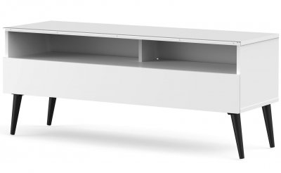 MELICONI Meuble tv 1 porte 2 niches bois blanc nacka 120 cm