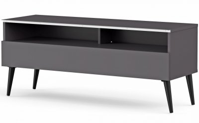 MELICONI Meuble tv 1 porte 2 niches m&eacute;lamin&eacute; gris halmstad 120 cm