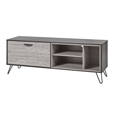 ALTOBUY Meuble Tv 1 Porte 3 Niches 150cm Aspect Bois Gris&eacute; Et Noir - Brooklyn