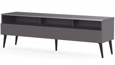MELICONI Meuble tv 1 porte 3 niches m&eacute;lamin&eacute; gris halmstad 160 cm