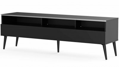 MELICONI Meuble tv 1 porte 3 niches m&eacute;lamin&eacute; noir boras 160 cm