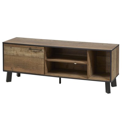 ALTOBUY Meuble Tv 1 Porte Aspect Bois Rustique Poign&eacute;es Et Pieds M&eacute;tal - Chiara