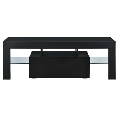 HELLOSHOP26 Meuble TV 130 cm noir LED
