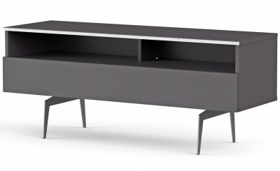 MELICONI Meuble tv 2 niches 1 porte m&eacute;lamin&eacute; gris et pieds m&eacute;tal albany 120 cm