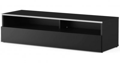 MELICONI Meuble TV 2 niches 1 porte m&eacute;lamin&eacute; noir New York 120 cm
