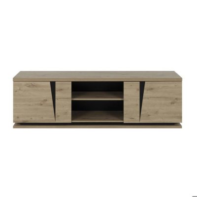 GAMI Meuble tv 2 portes 181x45x54 cm d&eacute;cor ch&ecirc;ne et noir - priya